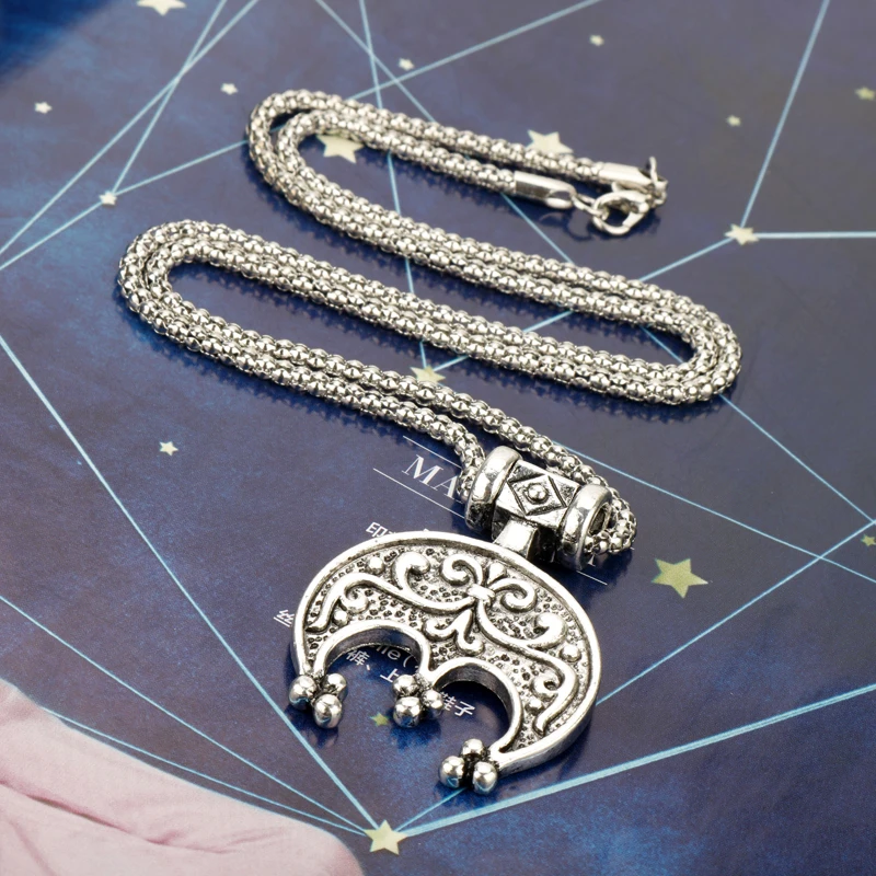 Viking Aegishjalmur, амулет, ожерелье, ювелирное изделие, трикорн, лунула, защитный полумесяц, нордическая подвеска, ожерелье, с цепочкой, аксессуары