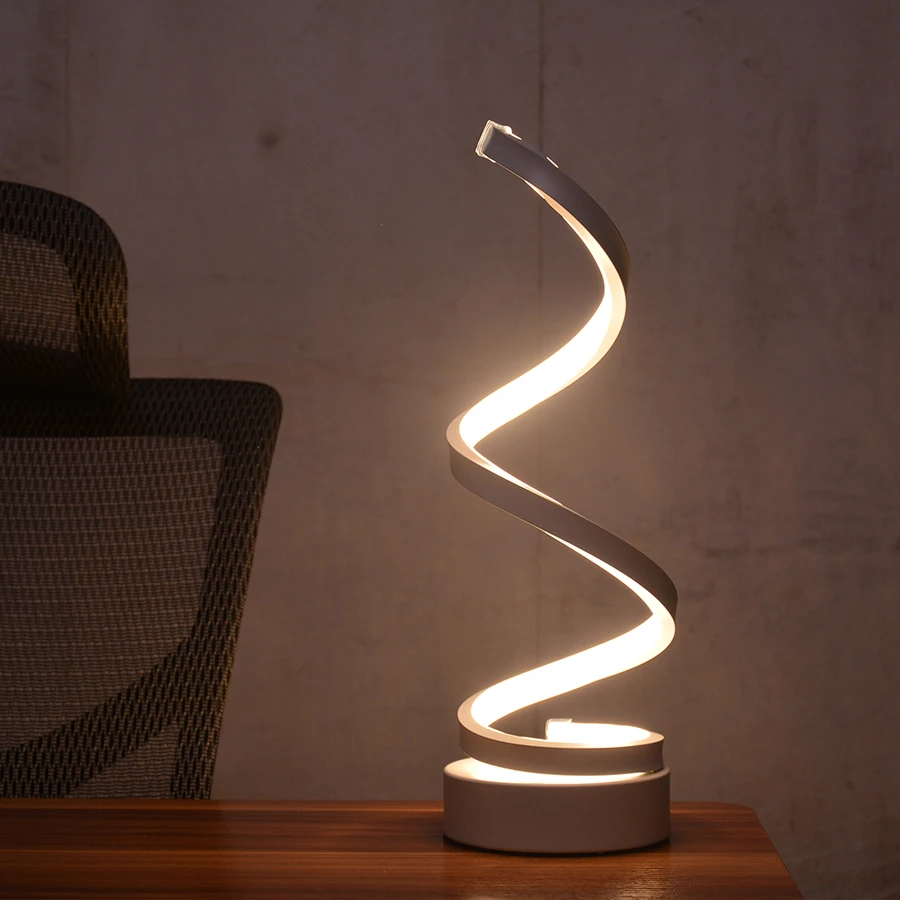 Modern 24W Curved LED Table Lamp Bedroom Reading Desk Light Bedside Study Eye Protect US/EU Plug Dimmable AC110V-220V | Лампы и