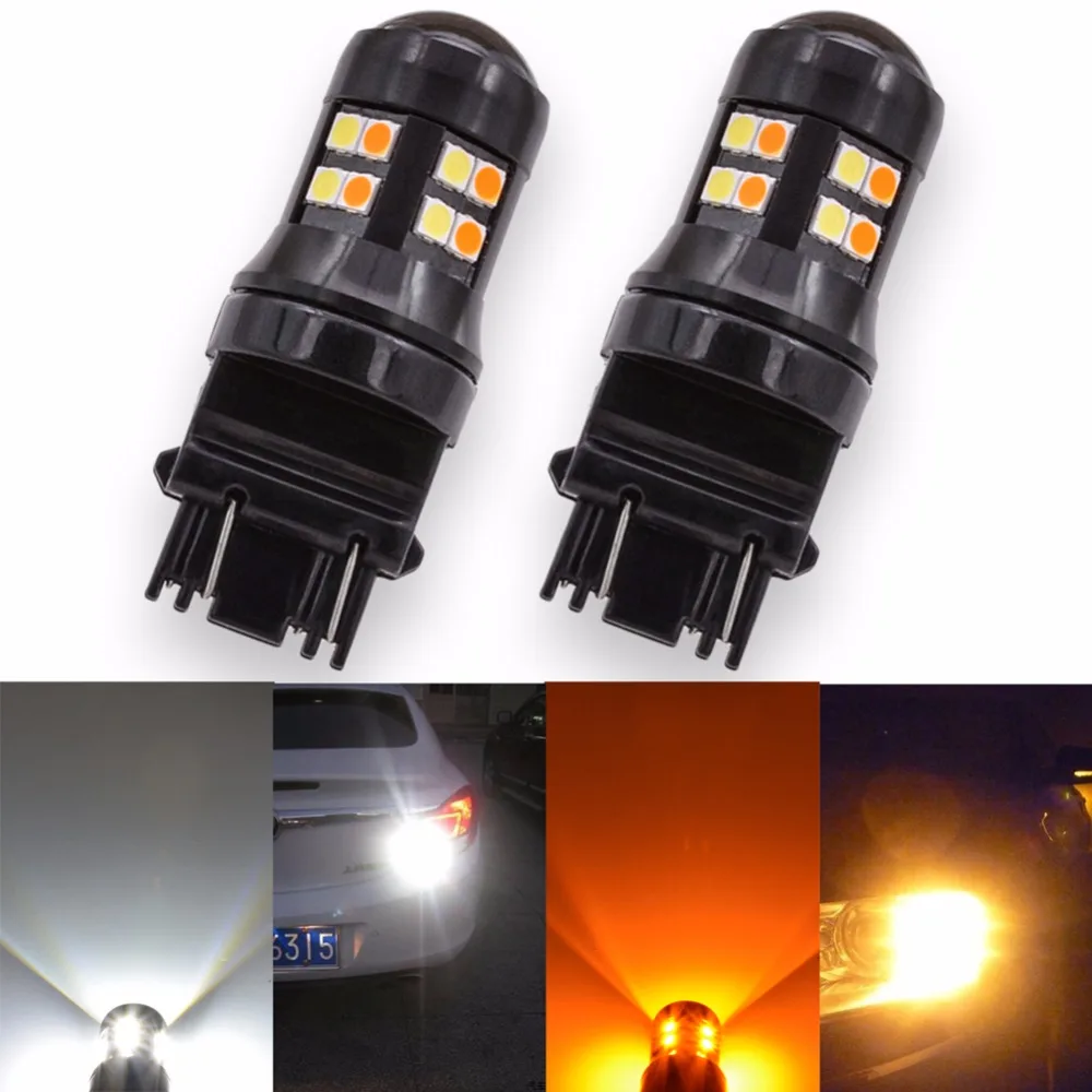 Katur 2 шт. T25 3157 светодиодные лампы с обратным переключателем 1200Lm белый желтый
