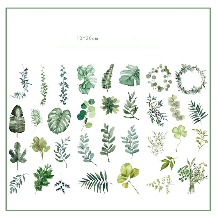3pcs/lot Green leaves Journal Decorative Stickers set Scrapbooking Stick Label Diary Stationery Album Stickers
