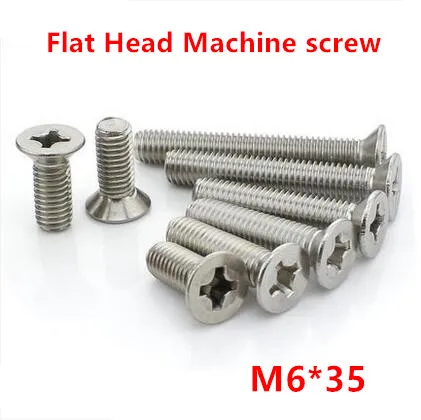 

100pcs M6*35 Phillips Flat Head Screw / Cross Reccessed Countersunk Head Machine Screws Stainless Steel
