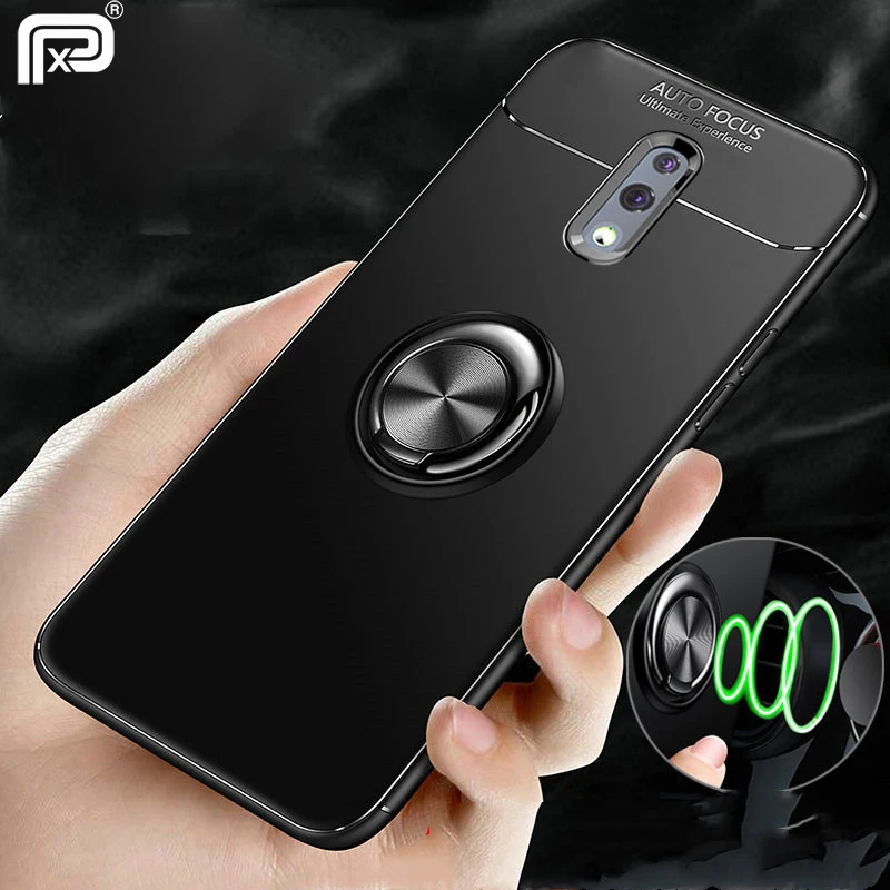 Для OPPO Realme X Чехол подставка с магнитным кольцом силиконовая Мягкая задняя крышка
