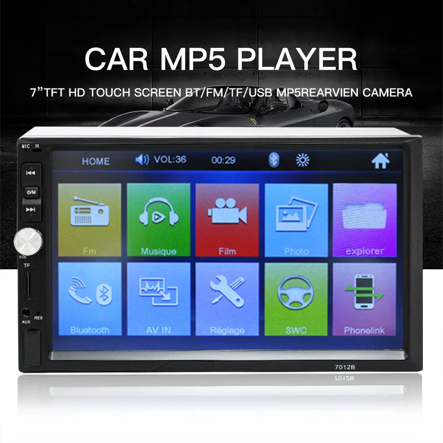 TOPSOURCE Автомагнитола 7012B " HD сенсорный экран 2 Din аудио стерео Bluetooth видео MP5 мультимедийный плеер FM радио TF USB