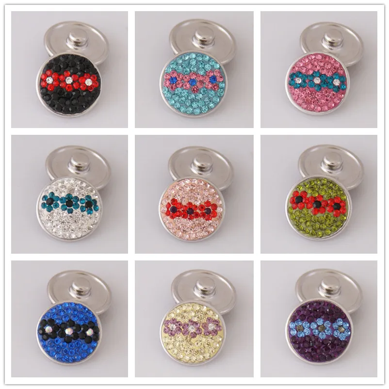 Модные высококачественные цветные 3 цветочные узоры Стразы 18 мм очаровательные кнопки для самодельных ювелирных изделий оптовая продажа