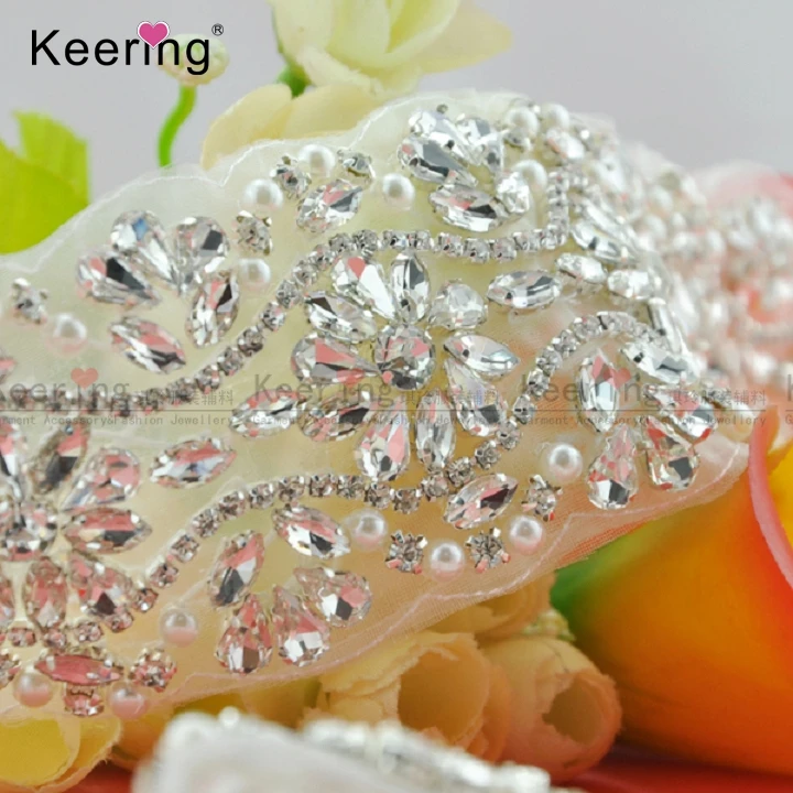 

Luxury High Quality Handmade Bridal Rhinestone Beaded Trim WRA-576