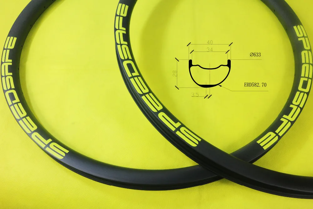 Ассиметричные карбоновые велосипедные диски SPEEDSAFE 29er MTB ENDURO 40 мм 28 34 Внутренняя