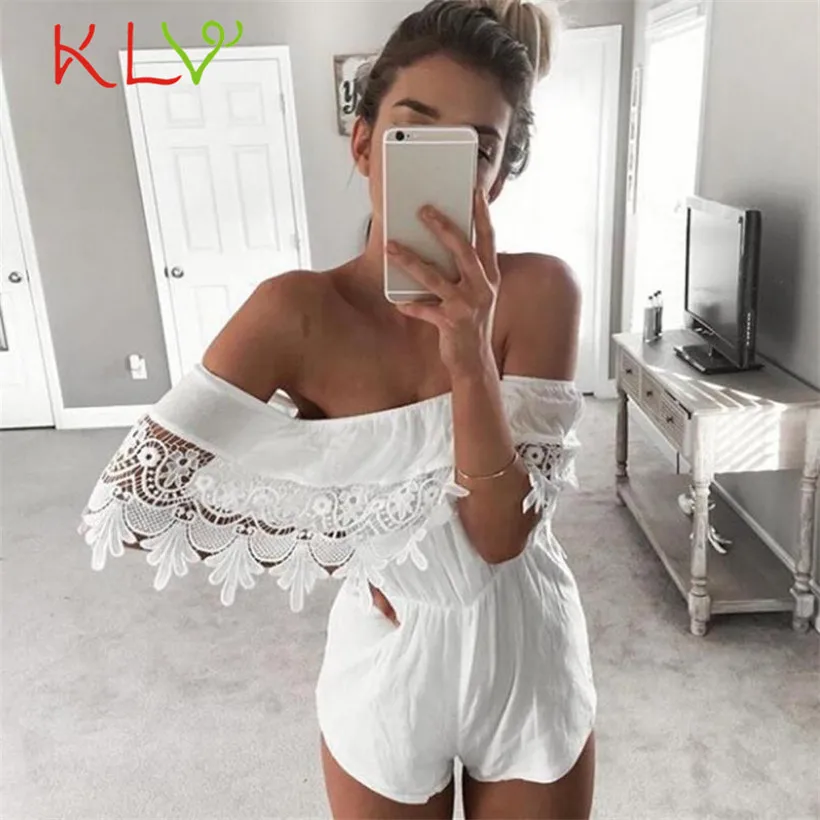 Женский шифоновый кружевной комбинезон летняя пляжная одежда с открытыми