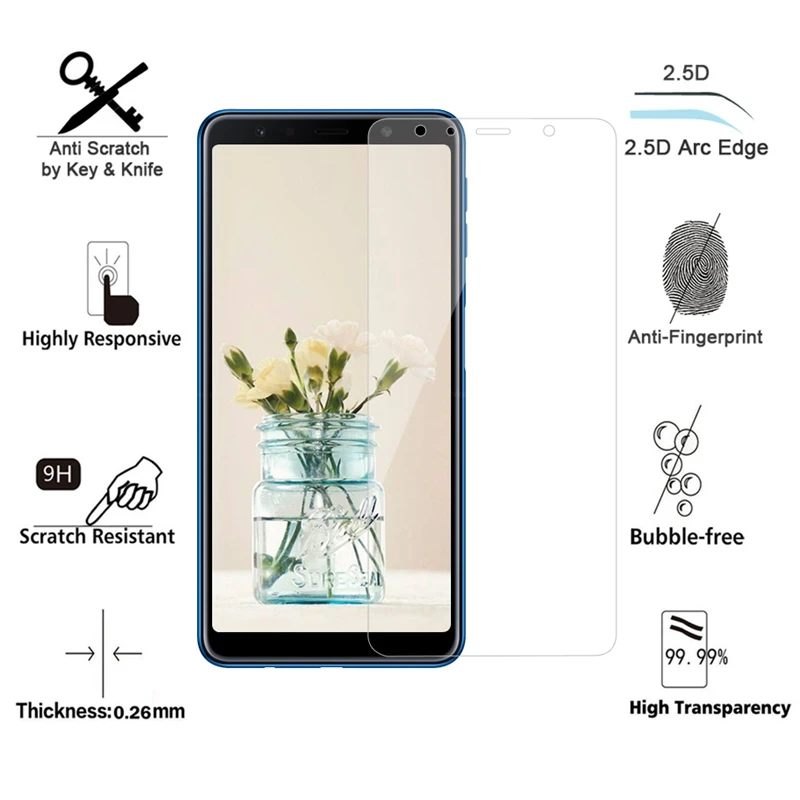 2.5D Закаленное стекло для Samsung A7 2018 покрытие закаленное чехол Защитная пленка