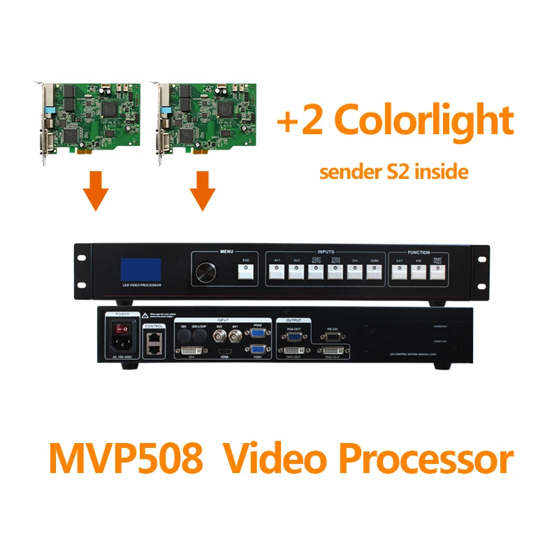 Видеопроцессор MVP508 с 2 шт. colorlight S2 отправляющая карта в pantalla светодиодная реклама