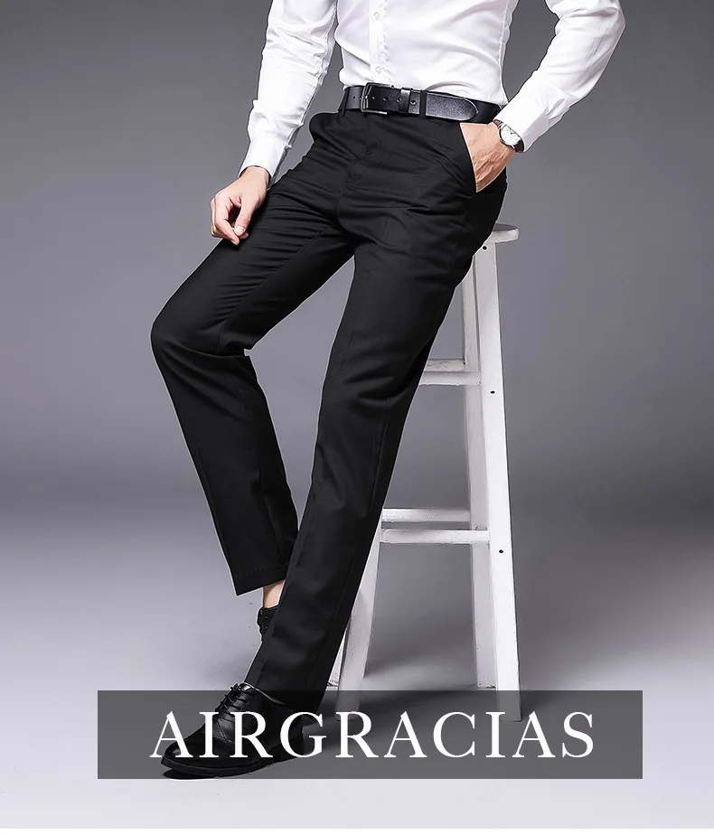 AIRGRACIAS, высокое качество, мужские брюки, прямые, весна-лето, длинные, мужские, классические, деловые, повседневные брюки, мужские, полная длина, размер 28-40