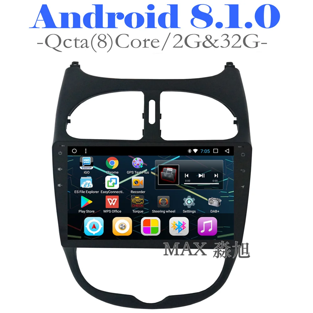 MAX GPS навигационная система 8 ядер 2G 32G Android 1 Автомобильный DVD плеер для Peugeot 206 2000 2016