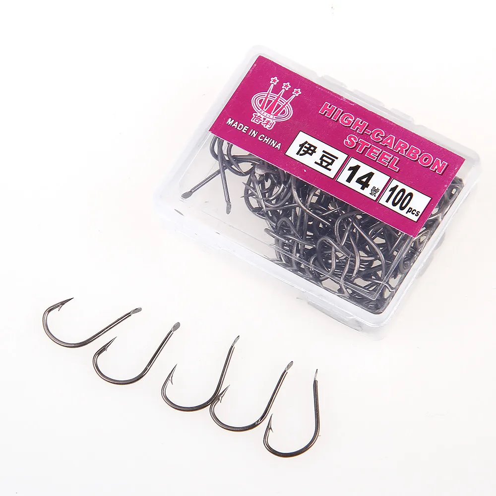 

FISH KING High Carbon Steel Fishing Hooks 100PC/Lot Barbed Hooks Carp Fishing Accessories Jig Head Lure Hook Fishing Hook Set