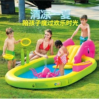 2017 new coming inflatable water pool for kids circus multi function slide swimming pool children sea ball pool with slide