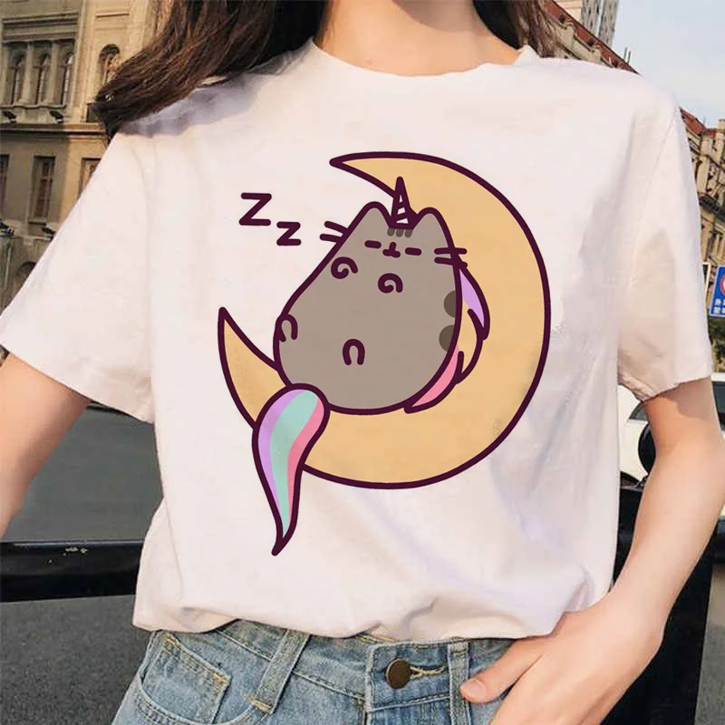 Женская футболка с забавным графическим рисунком Pusheen милая Корейская 90s милым