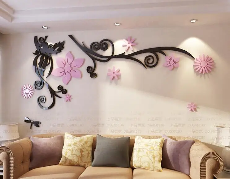 3d акриловые Трехмерные настенные наклейки сделай сам романтическая лоза