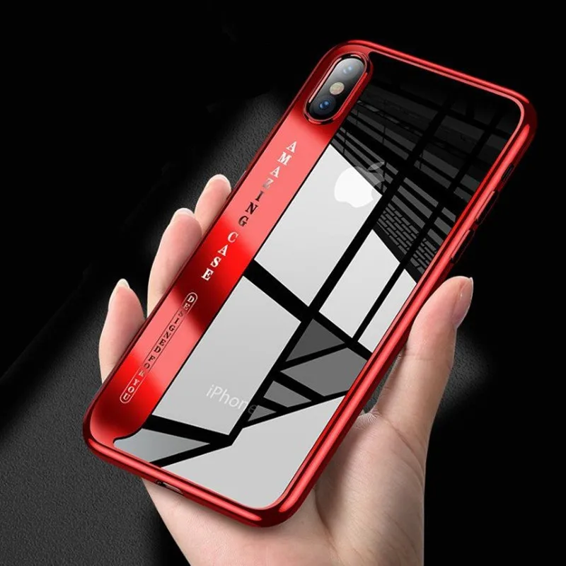 Ультратонкий Мягкий чехол из ТПУ с покрытием для iPhone X XS XR XMAX Прозрачная