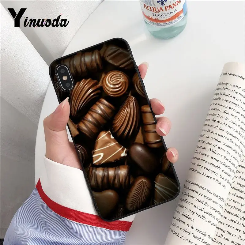 Yinuoda чехол с шоколадным дизайном черный мягкий для телефона iPhone 8 7 6 6S Plus 5 5S SE XR X XS