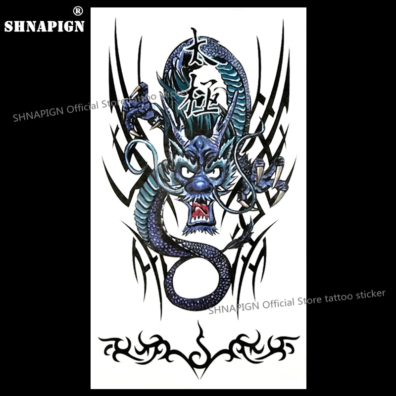 SHNAPIGN Eastern God Azure Дракон Временные татуировки боди арт флэш тату наклейки 17*10 см