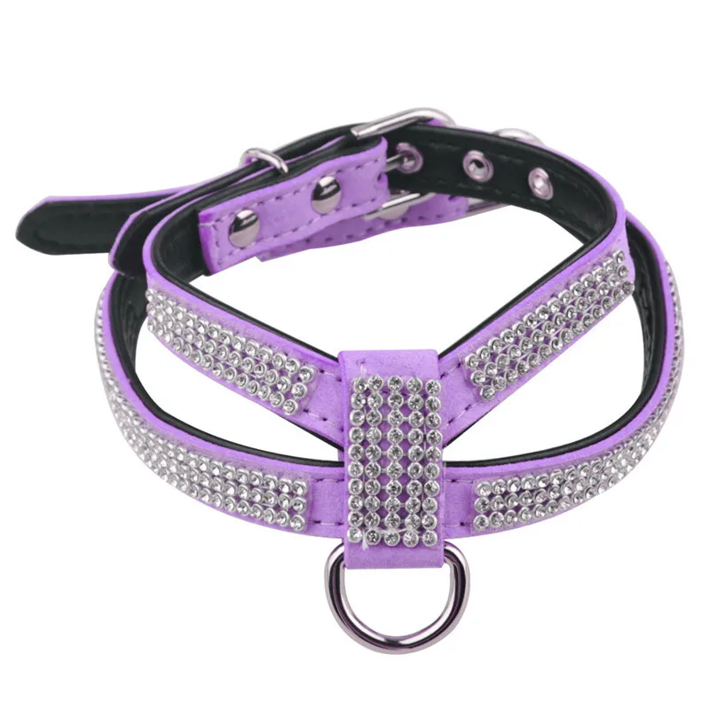 Purple Pet Rhinestone Dog& шлейка для кошек-стекаются с бриллиантами шипованные-Маленькие Средние Домашние животные PH006 - Цвет: Purple