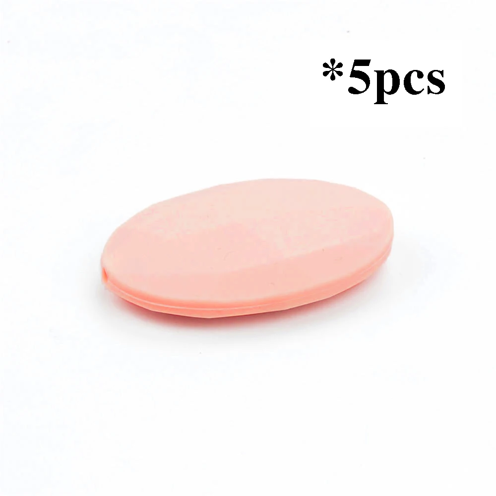 peachy LOFCA 5 шт. плоские овальные бусины для прорезывания зубов Силиконовые Детские Прорезыватели для кормления diy жевательные Бисероплетение жемчужное ожерелье ювелирные изделия - Цвет: peachy