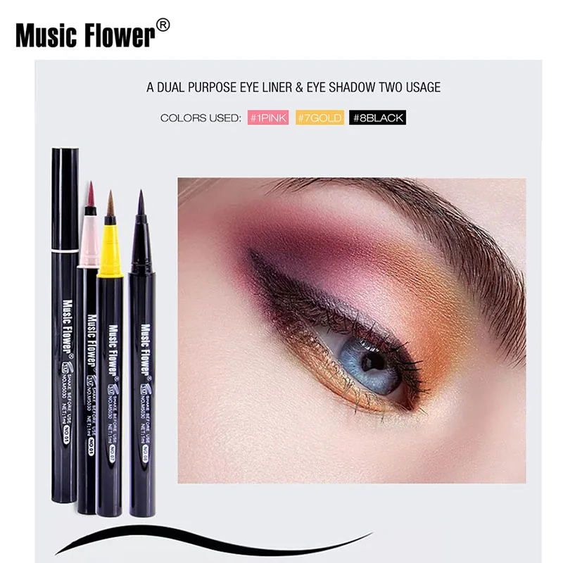 Music Flower водостойкая жидкая подводка для глаз, макияж, Красота шоу с длинным рукавом, Длительное Действие, подводка для глаз, косметические карандаши ручка ящик для инструментов