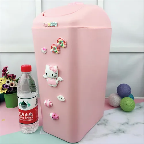 KT 12L rolling 8л/12л hello kitty мусорный бак с крышкой прокатки и прессования типа кухня гостиная ванная комната хранение мусора корзина пластиковый мусорный бак - Цвет: KT 12L rolling