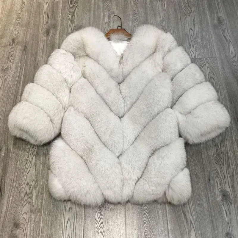 Natural Fox Jancoco Max Lady модное зимнее теплое длинное пальто из натурального Лисьего меха, женская верхняя одежда из натурального меха, Новое поступление S7152 - Цвет: Natural Fox