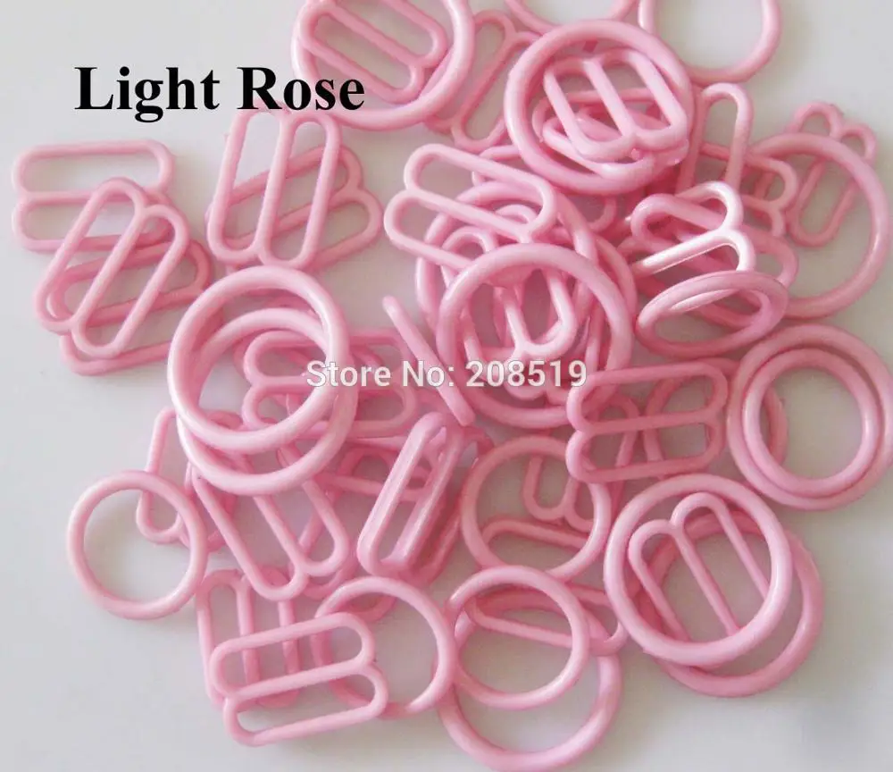 light rose as show NBNLAE 100 шт. пряжки для бюстгальтера(50 шт. уплотнительное кольцо+ 50 шт. 8 слайдеров) красочные пластиковые пряжки нижнее бельё с пуговицами аксессуары - Цвет: light rose as show