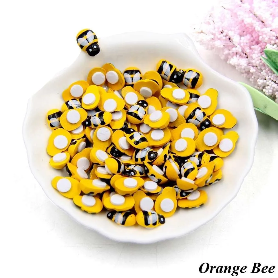 Orange Bee 100 шт красочные божья коровка деревянная 3D Наклейка на стену s губка самоклеящаяся наклейка s на холодильник/стикер на стену дети Скрапбукинг детские игрушки - Цвет: Orange Bee
