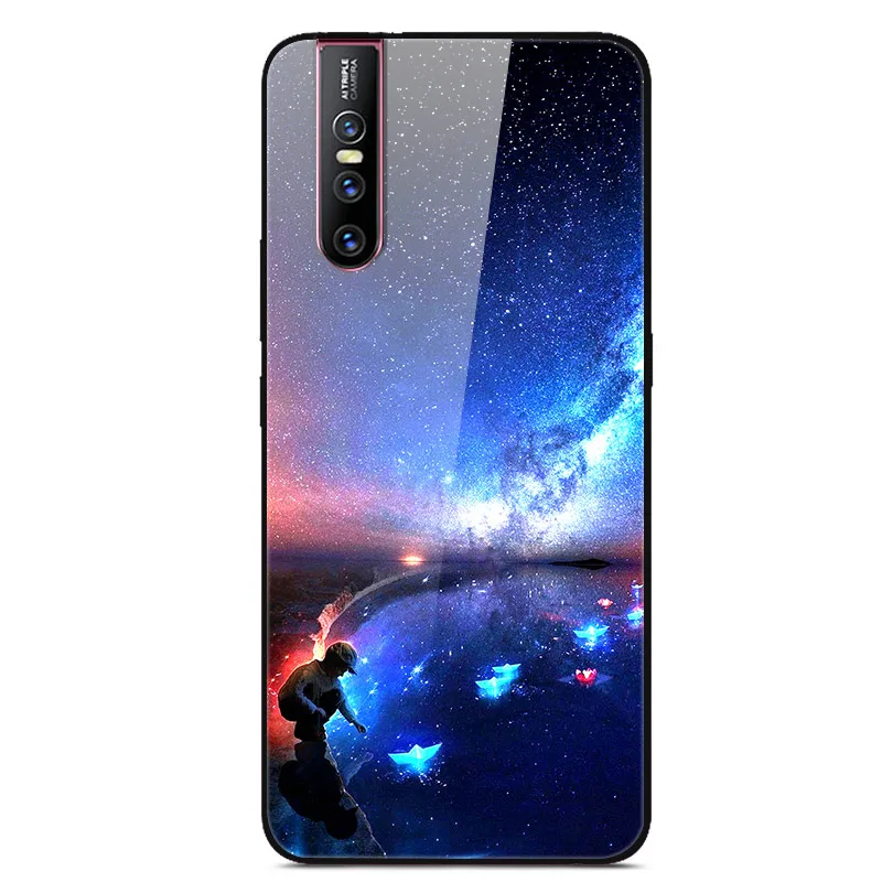 Чехол из закаленного стекла для Coque VIVO V15 Pro, чехол V 15, мягкий бампер, 3D Рисунок кошки, чехол для VIVO V15 Pro V15Pro V 15, чехол для телефона