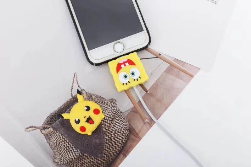 Дизайн мультфильм укус протектор кабель для iPhone X XS Max 7 8 Pin Универсальный шнур крышка usb зарядный кабель Защита намотки