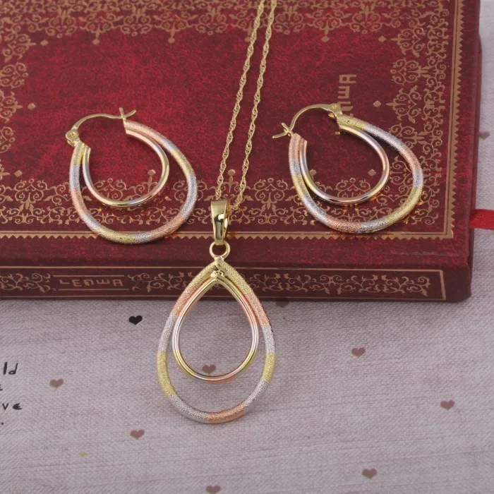 MxGXfam цвет красочные серьги и кулон ожерелье наборы для женщин (14 K/розовое/белое