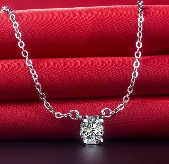 0.5CTW 5mm G-H Moissanite Pendant TEST POSITIVE WARRANTY Solid 925 Sterling Silver Diamond Necklace | Украшения и аксессуары