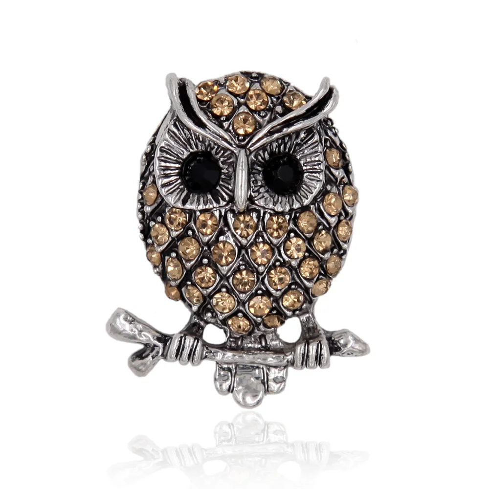 Винтажная маленькая металлическая птица брошь со стразами Сова Одежда для