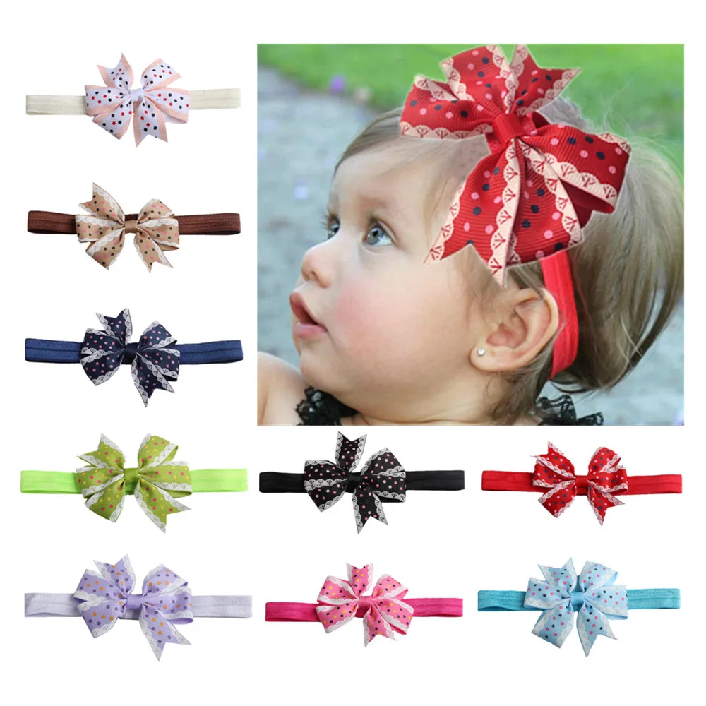 

1pcs 2017 Newborn Headbands Cotton Polka Dot Headband Kids Bowknot Head wrap Hair Bands Headwear Accessories