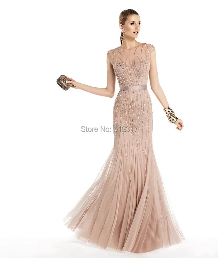 2014 New Cap Sleeve Mermaid ebay evening dress | Свадьбы и торжества