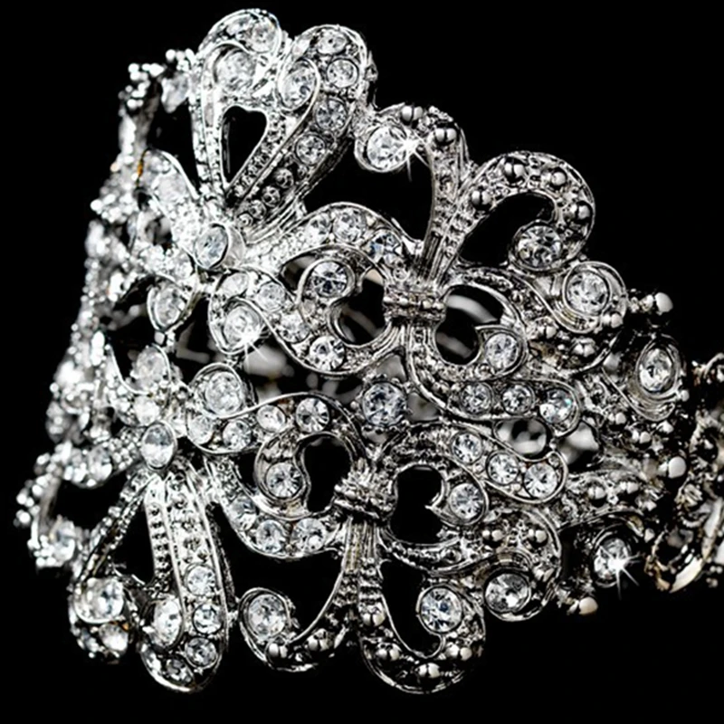 Элегантный большой свадебный браслет ювелирные изделия винтажные серебряные