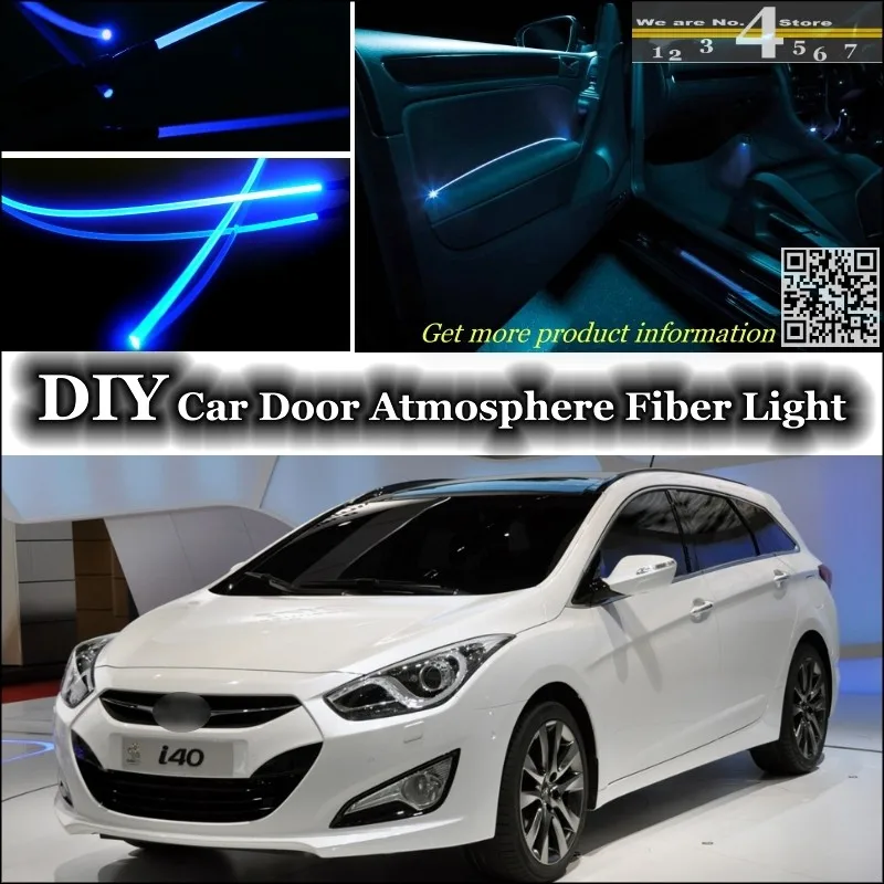 Для hyundai i40 интерьерный светильник окружающего воздуха, настроенный атмосферный волоконно-оптический ленточный светильник s внутренняя дверная панель освещения(не EL светильник