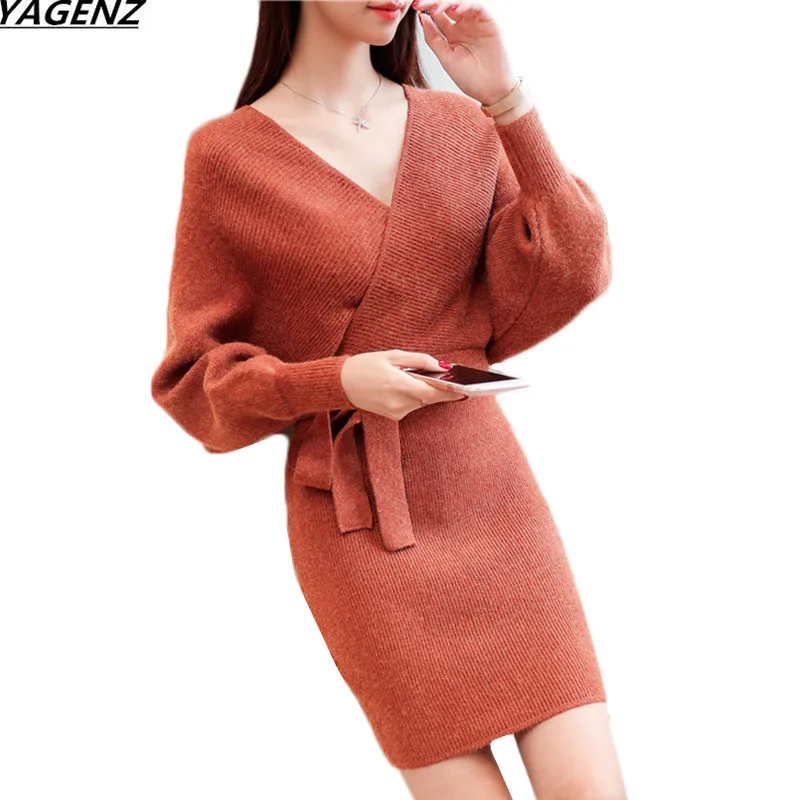 Платье Свитер Осень зима 2018 новое модное женское платье сексуальное с