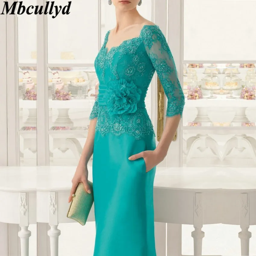 Mbcullyd изумрудная аппликация женское платье с рукавами три четверти длинные
