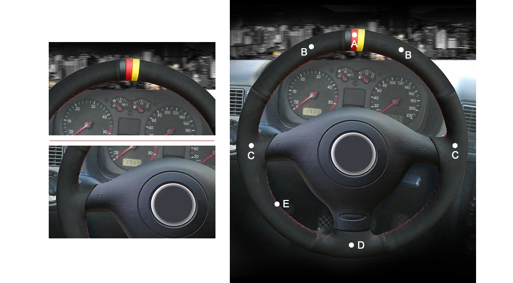 MEWANT черный замшевый чехол рулевого колеса автомобиля для Volkswagen VW Golf 4 Passat B5 Polo MK6 Seat Leon 1 м Skoda Fabia 1
