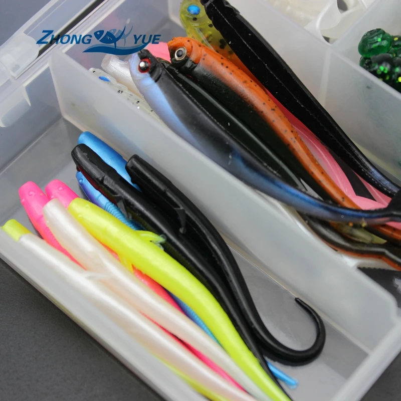 NEW50 pcs 6cm 7cm soft bait sea fishing tackle wobbler jigging lure silicone worm shrimp Set and Tackle Box | Спорт и развлечения