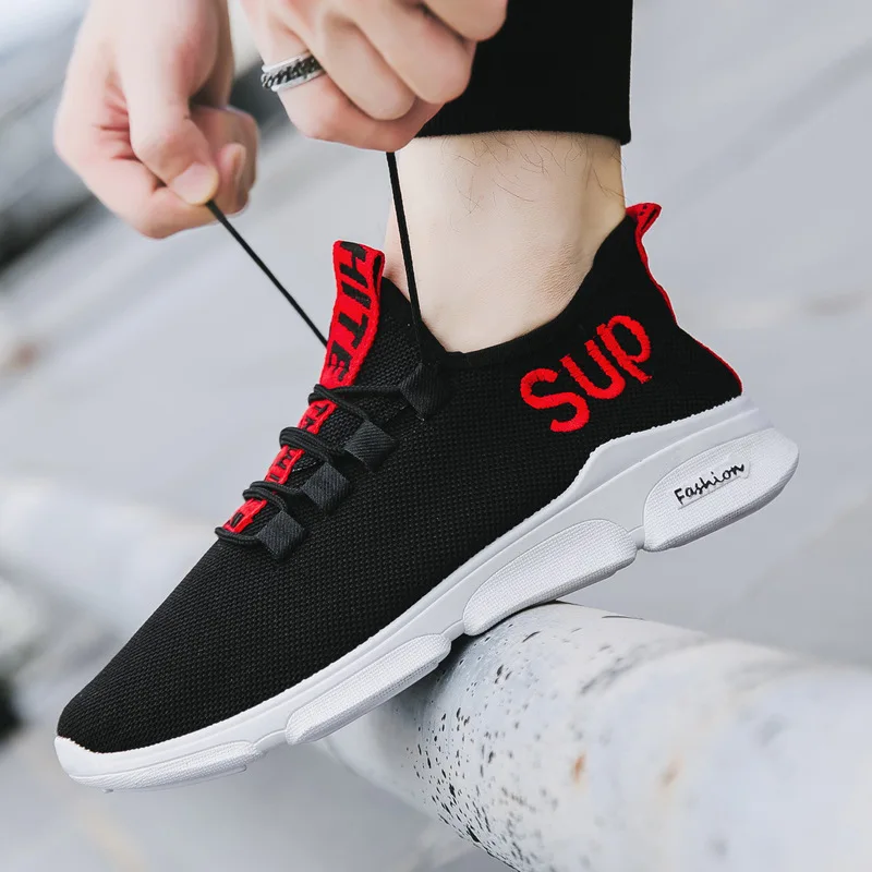 UPUPER Cheap Men's Sneakers Outdoor Walking Shoes Lace Up Comfortable Breathable Air Mesh Casual For Men Black White | Обувь