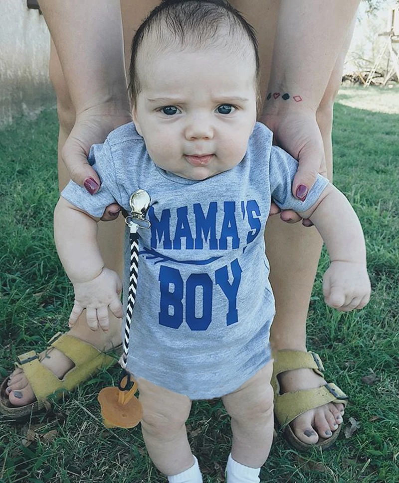Hot Sale Newborn Baby Mama's Boy Letter Bodysuit Cotton Clothes Short Sleeve Jumpsuit Outfit 0-18M |