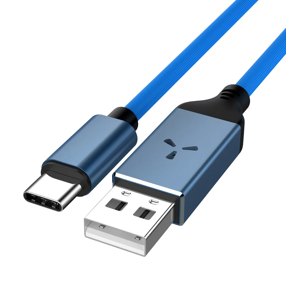 Type C usb кабель для зарядки и передачи данных 2.4A светодиодный светильник usb-c кабель для зарядки Xiaomi huawei samsung S9 Letv кабель для зарядки мобильных телефонов - Цвет: Синий
