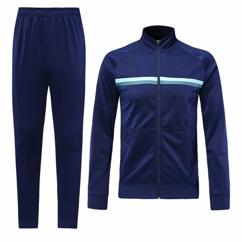 Royal blue ZMSM, осенне-зимний футбольный костюм, для взрослых, для улицы, дома, фитнеса, бега, куртки и штаны, пальто на молнии, длинный футбольный тренировочный костюм - Цвет: Royal blue