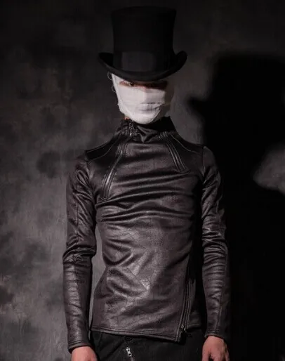 Кожаный свитер-пуловер 2018 модная индивидуальная ассиметричная Базовая рубашка |