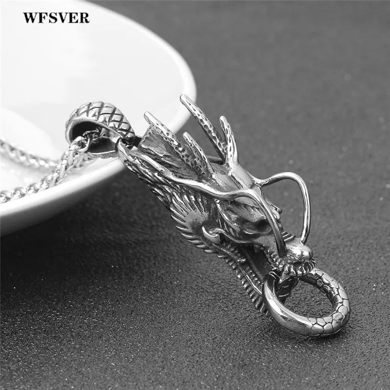 WFSVER черный/золотой 13*57 мм из нержавеющей стали Шарм кулон китайский дракон