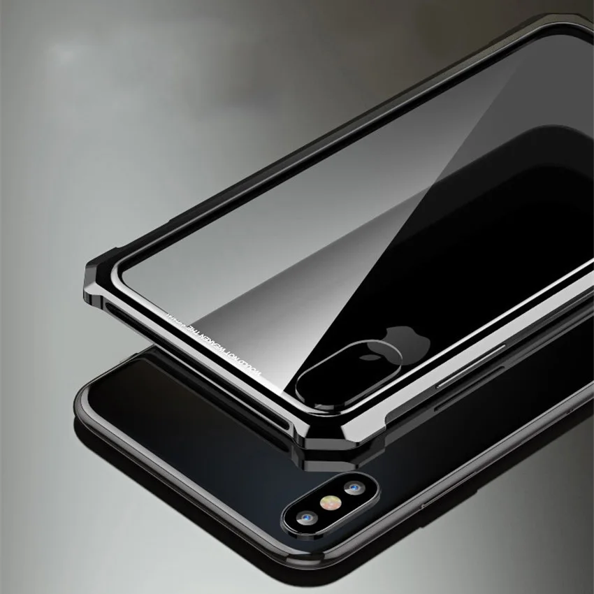 Алюминиевый металлический бампер+ чехол из закаленного стекла для iPhone XR XS Max роскошный противоударный чехол для iPhone XS XR