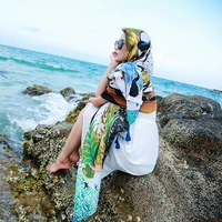 national style scarf female spring summer new sunscreen beach towel silk scarves lady printed soft sun protection shawl h3004